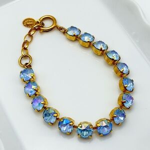 Catherine Popesco France Blue Crystal Bracelet – Gold Tone, 7–8” Adjustable